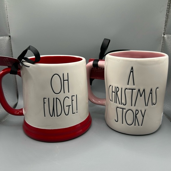 Rae Dunn A CHRISTMAS STORY Mug Set OH FUDGE! and RALPHIE IN BUNNY COSTUME NEW - Picture 2 of 3